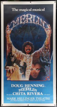 3s008 MERLIN linen stage play 3sh '83 magician Doug Henning in title role, Broadway!