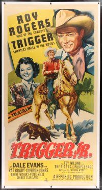3s179 TRIGGER JR. linen 3sh '50 art of Roy Rogers, Dale Evans & the smartest horse in the movies!
