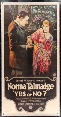 3s184 YES OR NO linen 3sh '20 stone litho of man taking gun away from Norma Talmadge!