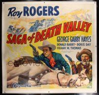 3s032 SAGA OF DEATH VALLEY linen 6sh '40 art of Roy Rogers & Gabby taking cover behind Trigger!
