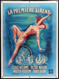 3s121 MILLION DOLLAR MERMAID linen French 1p '53 different Peron art of Esther Williams swimming!