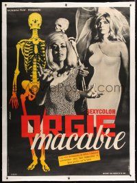 3s126 ORGY OF THE DEAD linen French 1p '65 Ed Wood, sexy blondes & creepy skeletons, super rare!