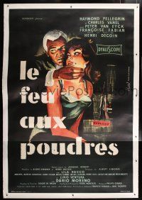 3s092 LE FEU AUX POUDRES linen French 2p '57 Hurel art of Francoise Fabian smoking by explosives!