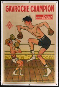 3s093 GAVROCHE CHAMPION linen French 38x57 '13 wacky unfair boxing match cartoon art by Leymarie!