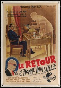 3s096 INVISIBLE MAN RETURNS linen French 31x46 '47 cool different Georges Dastor special FX art!