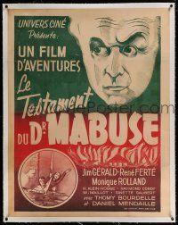 3s097 LAST WILL OF DR MABUSE linen French 32x41 R30s Fritz Lang, great art of Rudolf Klein-Rogge!