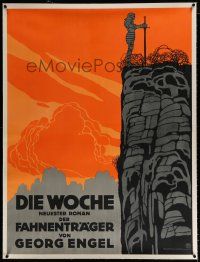 3s024 DIE WOCHE NEUESTER ROMAN DER FAHNENTRAGER linen German 33x47 book poster '14 Flag Bearer art!