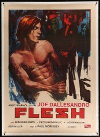3s056 ANDY WARHOL'S FLESH linen Italian 1p '68 different art of shirtless Joe Dallesandro by Avelli!
