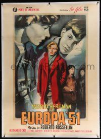 3s065 EUROPA '51 linen Italian 1p '51 great Manno art of Ingrid Bergman, Roberto Rossellini