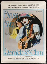 3s079 RENALDO & CLARA linen Italian 1p '78 great art of Bob Dylan with guitar & Joan Baez by Hadley!