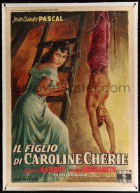 3s084 SON OF DEAR CAROLINE linen Italian 1p '59 different Ballester art of Brigitte Bardot w/knife!