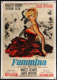 3s090 WOMAN LIKE SATAN linen Italian 1p '59 La Femme et le Pantin, art of sexiest Brigitte Bardot!
