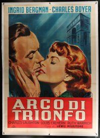 3s038 ARCH OF TRIUMPH linen Italian 2p R60s different ML art of Ingrid Bergman & Charles Boyer!