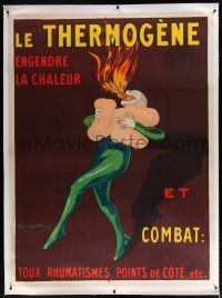 3s021 LE THERMOGENE linen 46x62 French advertising poster '29 Cappiello art of fire breathing devil!