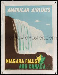 3s018 AMERICAN AIRLINES NIAGARA FALLS & CANADA linen 30x40 travel poster '50s great art by Kauffer!