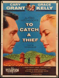 3t088 TO CATCH A THIEF style Z 30x40 '55 c/u of beautiful Grace Kelly & Cary Grant, Alfred Hitchcock