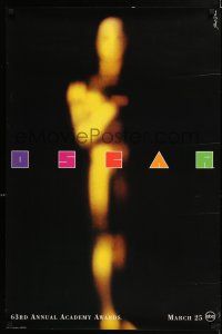 3t186 63rd ANNUAL ACADEMY AWARDS 1sh '91 Saul Bass art with Oscar statuette in fuzzy background!