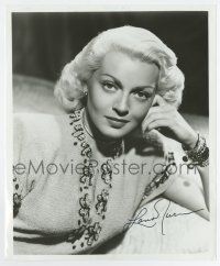 3t059 LANA TURNER signed 8.25x10 REPRO still '80s great sexy close up of the blonde star!