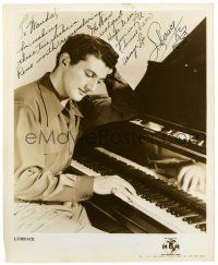 3t029 LIBERACE signed 8.25x10 still '30s wonderful super young portrait playing the piano!