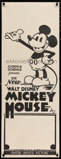 3t449 NEW WALT DISNEY MICKEY MOUSE long Aust daybill '32 cartoon art of Mickey with pie-cut eyes!