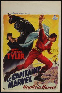 3t517 ADVENTURES OF CAPTAIN MARVEL Belgian '40s Tom Tyler serial, different super hero art by Wik!