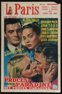 3t525 PARADINE CASE Belgian R62 Alfred Hitchcock, Gregory Peck, Ann Todd, Valli, different art!