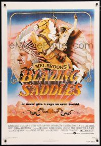 3t580 BLAZING SADDLES 1sh '74 classic Mel Brooks western, art of Cleavon Little by Alvin!