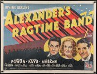 3t459 ALEXANDER'S RAGTIME BAND British quad '38 great stone litho art of Power, Faye & Ameche!