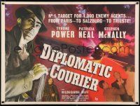 3t469 DIPLOMATIC COURIER British quad '52 different art of Tyrone Power & train + Patricia Neal!
