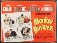 3t478 MONKEY BUSINESS British quad '52 Cary Grant, Ginger Rogers, sexy Marilyn Monroe!