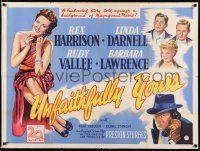 3t486 UNFAITHFULLY YOURS British quad '48 different art of Rex Harrison & sexy Linda Darnell!