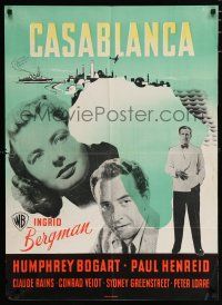3t557 CASABLANCA Danish '46 Humphrey Bogart, Ingrid Bergman, Paul Henreid, different Stilling art!