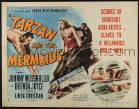 3t201 TARZAN & THE MERMAIDS style A 1/2sh '48 art of Johnny Weissmuller diving & battling octopus!