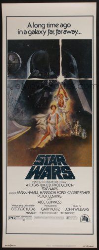3t007 STAR WARS insert '77 George Lucas classic sci-fi epic, great artwork by Tom Jung!