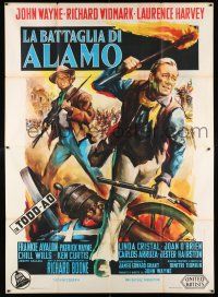 3t445 ALAMO Italian 2p '61 different art of John Wayne & Richard Widmark by Giorgio Olivetti!