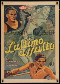 3t536 DIE LETZTE RUNDE Italian 20x28 '43 art of Attila Horbiger, Camilla Horn, boxing, super rare!