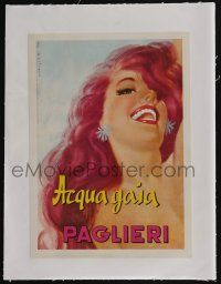 3t404 PAGLIERI linen 9x12 Italian advertising poster '55 art of beautiful redhead girl by Moltrasio!