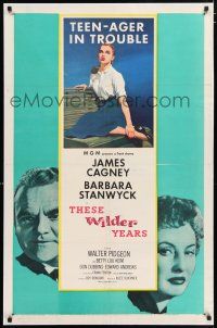 3t619 THESE WILDER YEARS 1sh '56 James Cagney & Barbara Stanwyck have a teenager in trouble!