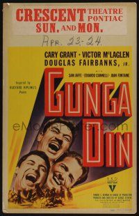 3t134 GUNGA DIN WC '39 great headshots of Cary Grant, Douglas Fairbanks Jr. & Victor McLaglen!
