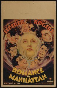 3t140 ROMANCE IN MANHATTAN WC '35 Ginger Rogers waited to marry illegal alien Lederer, cool art!
