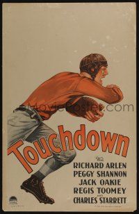 3t143 TOUCHDOWN WC '31 cool artwork of football player Richard Arlen charging with ball in hand!