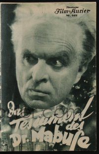 3t419 TESTAMENT OF DR. MABUSE Austrian program '33 Fritz Lang's psychotic criminal genius!