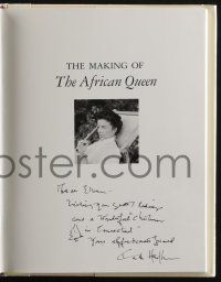 3t038 MAKING OF THE AFRICAN QUEEN signed hardcover book '87 by Katharine Hepburn, with inscription!