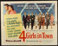 3w010 4 GIRLS IN TOWN style B 1/2sh '56 Julie Adams, Marianne Cook, Elsa Martinelli & Gia Scala!