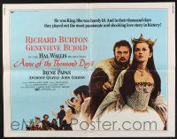 3w042 ANNE OF THE THOUSAND DAYS 1/2sh '70 c/u of King Richard Burton & Genevieve Bujold!