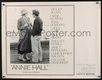 3w043 ANNIE HALL 1/2sh '77 full-length Woody Allen & Diane Keaton, a nervous romance!