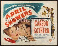 3w046 APRIL SHOWERS style A 1/2sh '48 colorful art of Jack Carson & Ann Sothern in musical!