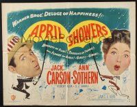 3w047 APRIL SHOWERS style B 1/2sh '48 colorful art of Jack Carson & Ann Sothern in musical!