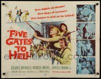 3w160 FIVE GATES TO HELL 1/2sh '59 James Clavell, Dolores Michaels, Patricia Owens, girls w/guns!