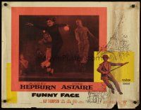 3w165 FUNNY FACE 1/2sh '57 c/u of sexy Audrey Hepburn dancing on stage + Fred Astaire in border!